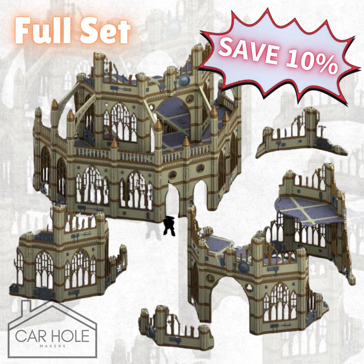 Gothic Ruins Terrain Set: 28mm Wargames Scenery