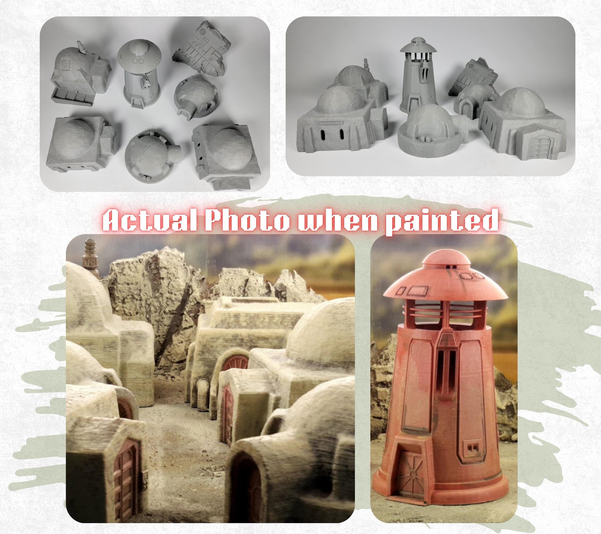 Desert Sci-Fi Outpost Terrain, Tatooine-Inspired 28mm Tabletop Scenery for RPG & Wargames