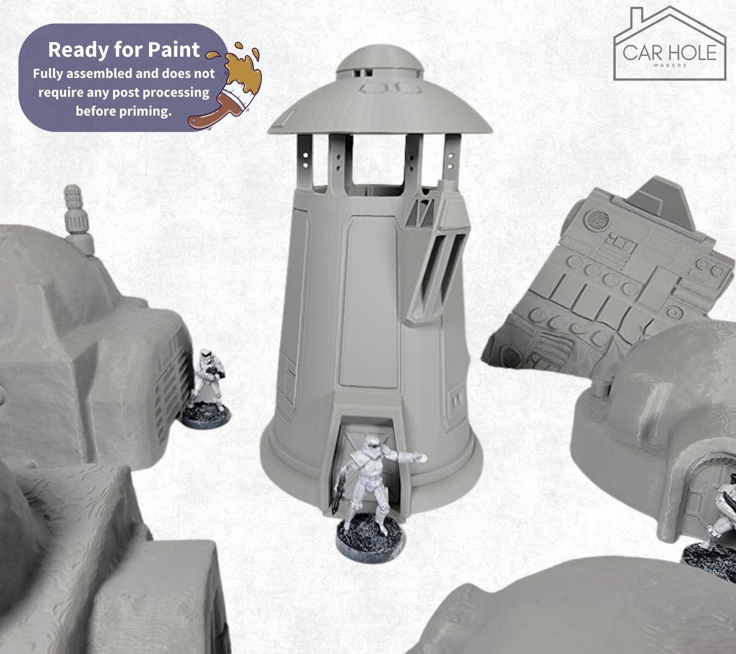 Desert Sci-Fi Outpost Terrain, Tatooine-Inspired 28mm Tabletop Scenery for RPG & Wargames