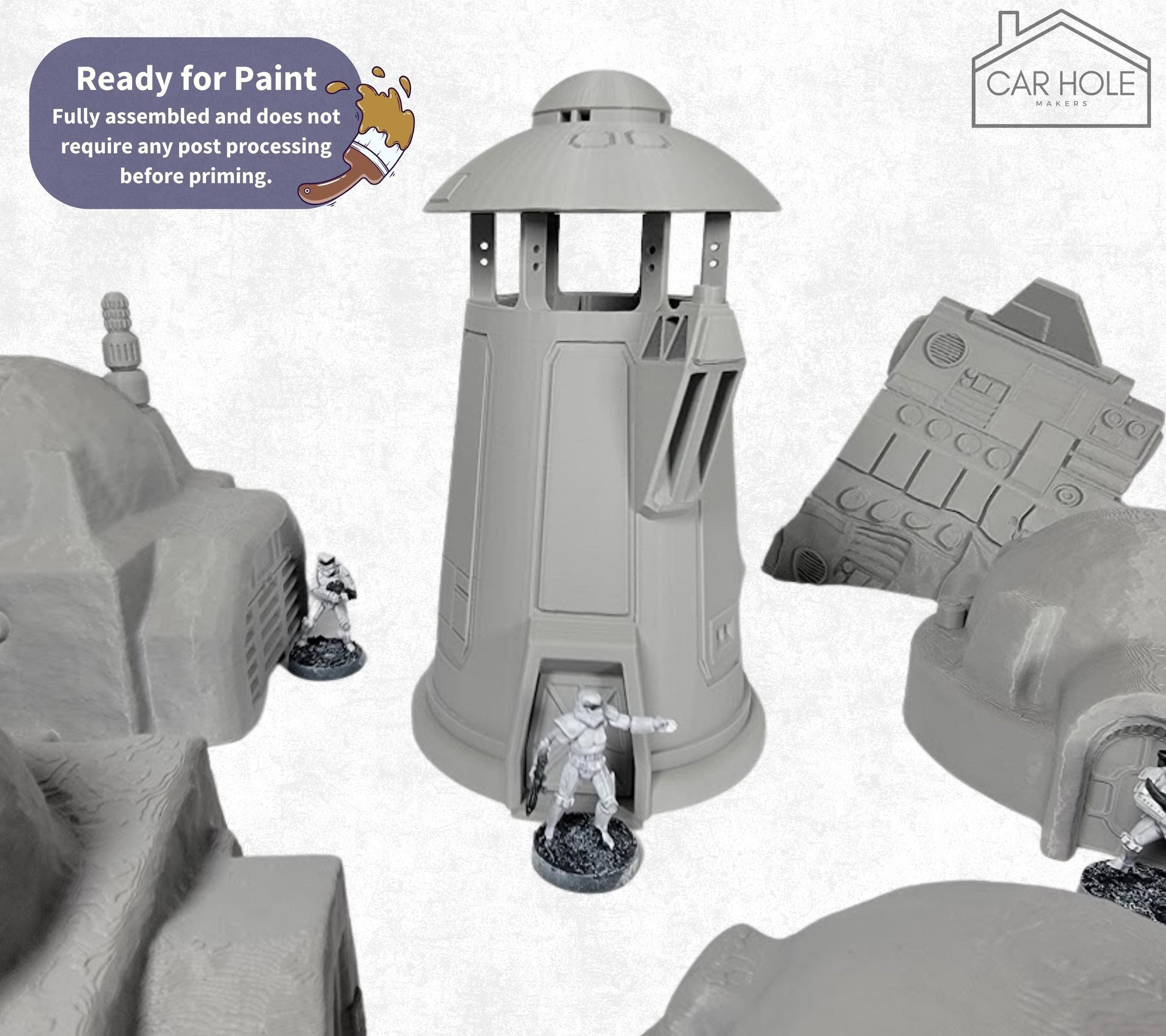 Desert Sci-Fi Outpost Terrain, Tatooine-Inspired 28mm Tabletop Scenery for RPG & Wargames
