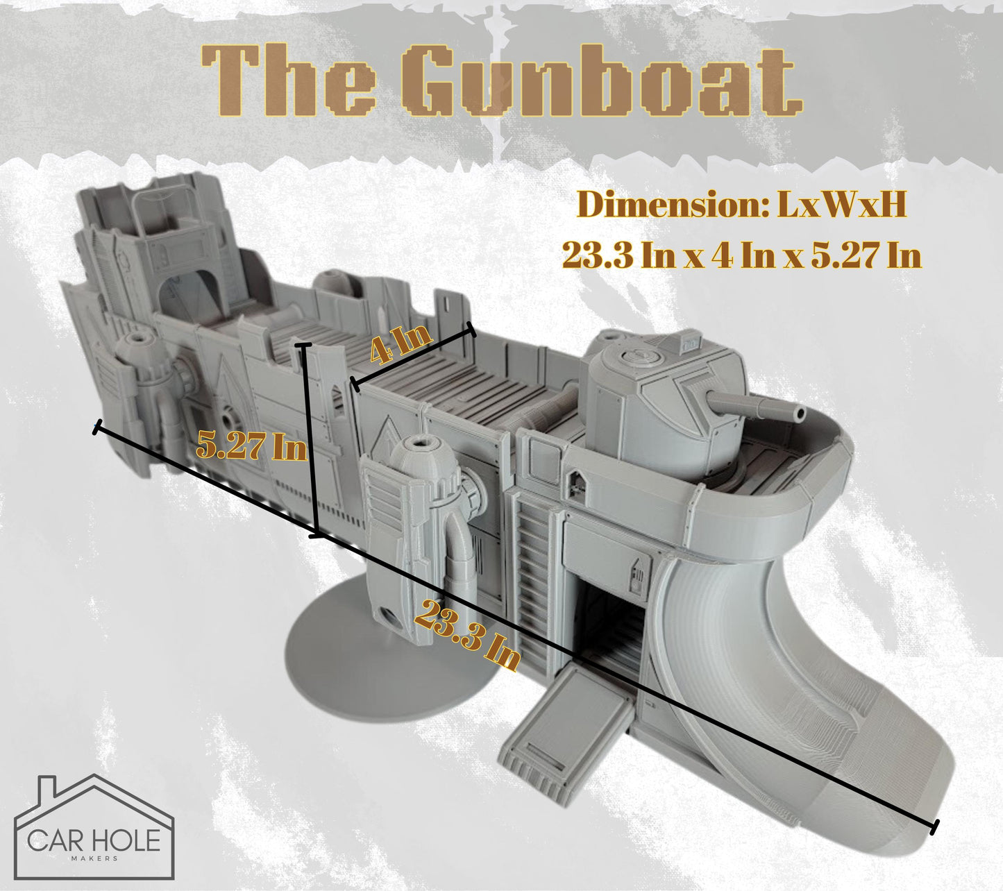 Gun Boat Cargo Tug Terrain. Floating Scenery 40k Inquisitor Cutter Marine Assault Ship. Skirmish tabletop games for docks in big cities.