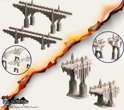 Vertex Tertius: Hive Crossroad – Modular Gothic Skybridge Terrain for 28mm-32mm Wargames & Grimdark Battles