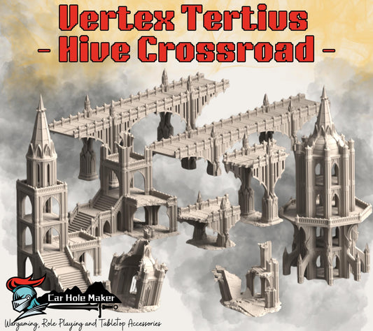 Vertex Tertius: Hive Crossroad – Modular Gothic Skybridge Terrain for 28mm-32mm Wargames & Grimdark Battles