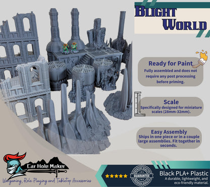 Blight World – Mutated Industrial Ruins Terrain for 28mm-32mm Sci-Fi Wargames & Grimdark Battles