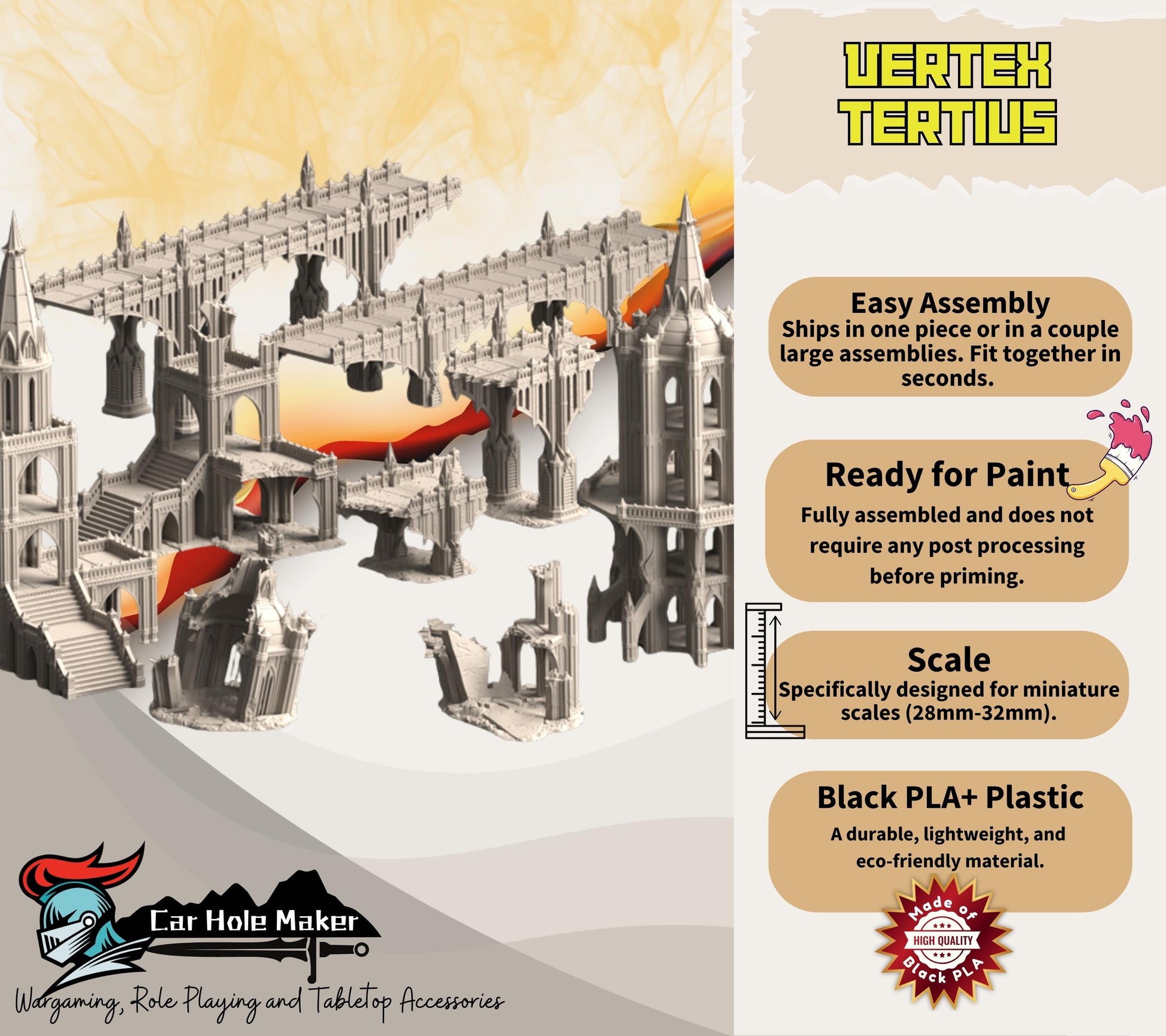 Vertex Tertius: Hive Crossroad – Modular Gothic Skybridge Terrain for 28mm-32mm Wargames & Grimdark Battles