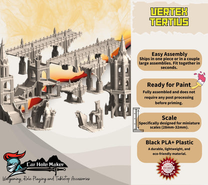 Vertex Tertius: Hive Crossroad – Modular Gothic Skybridge Terrain for 28mm-32mm Wargames & Grimdark Battles