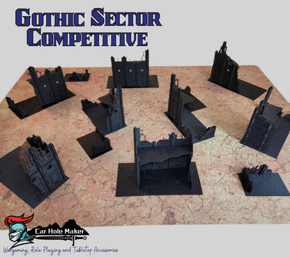 Gothic Sector Competitive Terrain – 28mm-32mm Modular Ruins for Tournament Wargaming & Skirmish Play