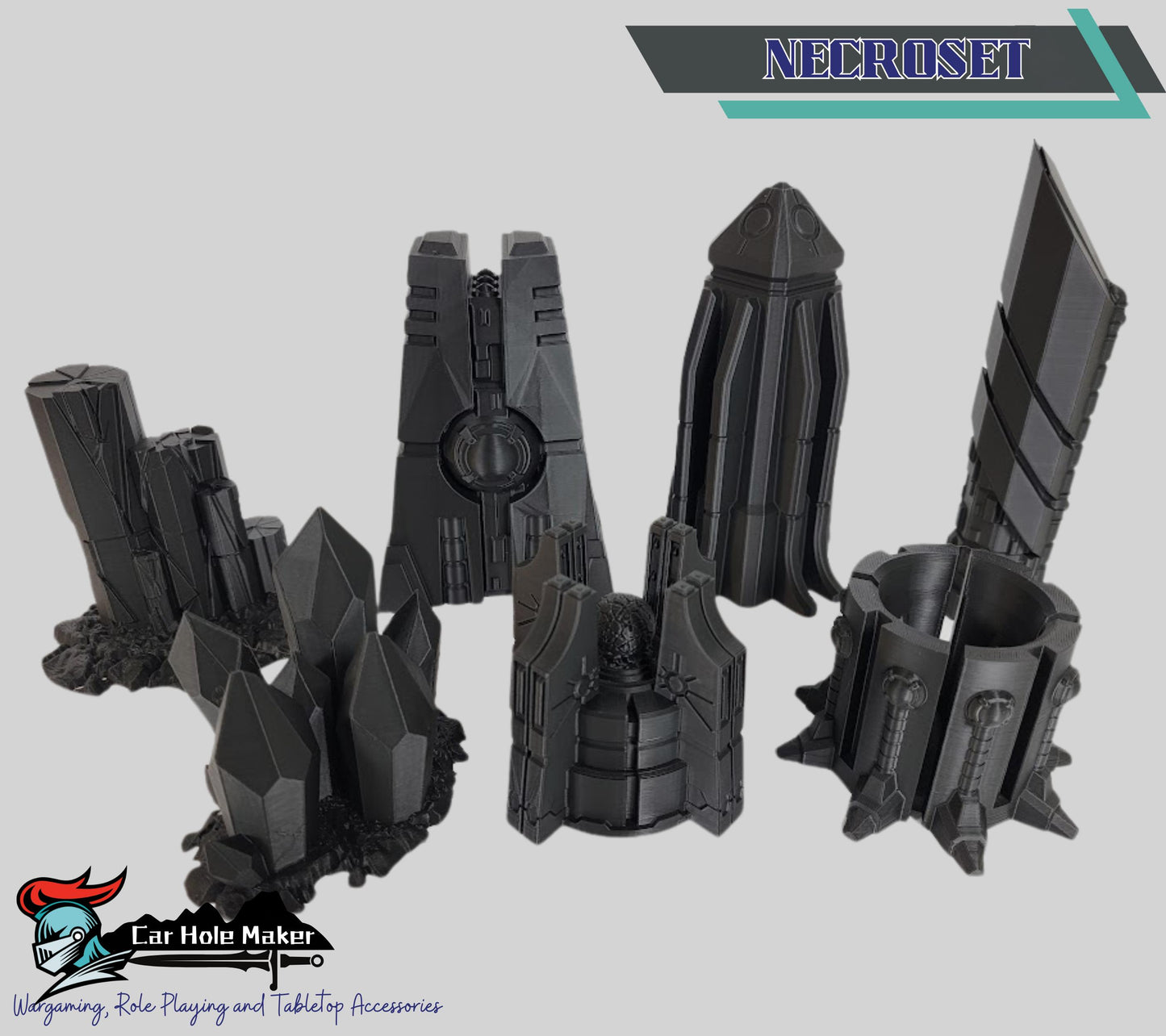 3D Printed Sci-Fi Necropolis Terrain Set – Ancient Pyramid Monoliths for 28mm–32mm Tabletop Wargames