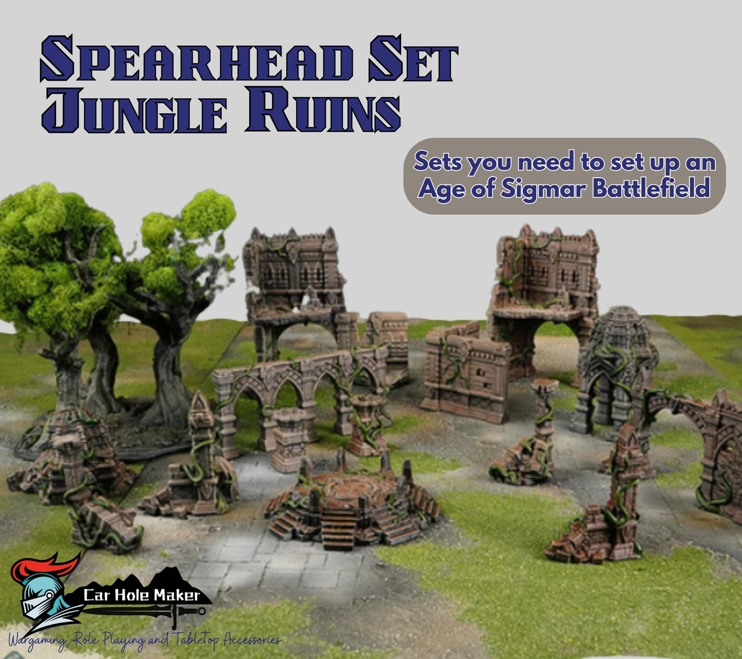 Drakenfel Spearhead Jungle Ruins – Unpainted 28mm-32mm Terrain Set for Fantasy Wargames & AoS Tables