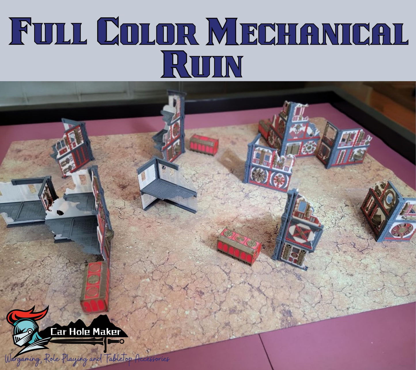 Factory Ruins Wargame Terrain: 28mm Scale, Full Color Battle Layout