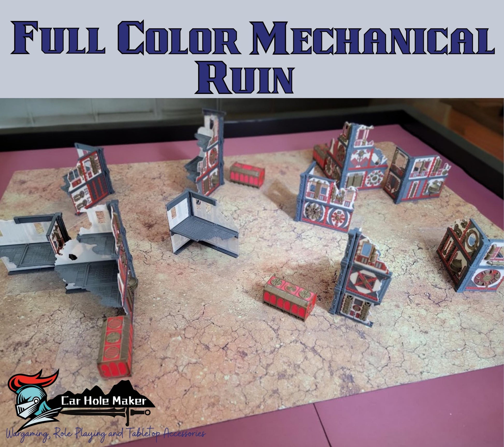 Factory Ruins Wargame Terrain: 28mm Scale, Full Color Battle Layout