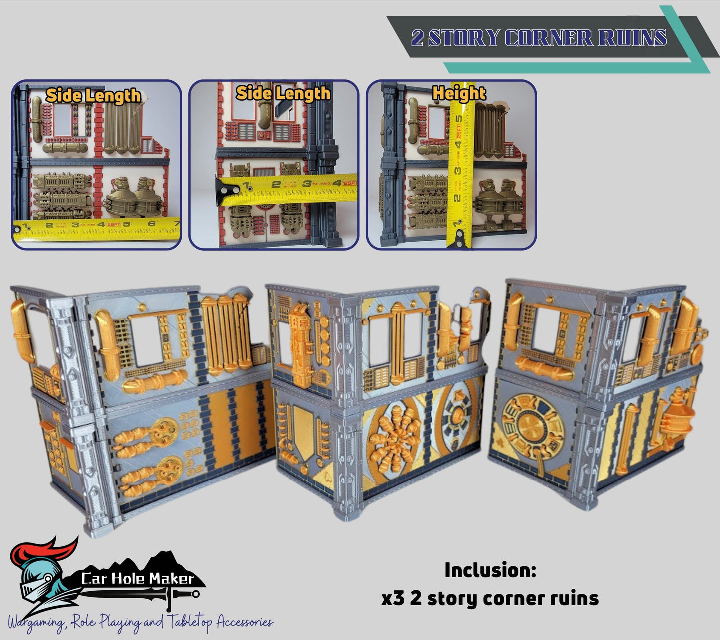 Factory Ruins Wargame Terrain: 28mm Scale, Full Color Battle Layout