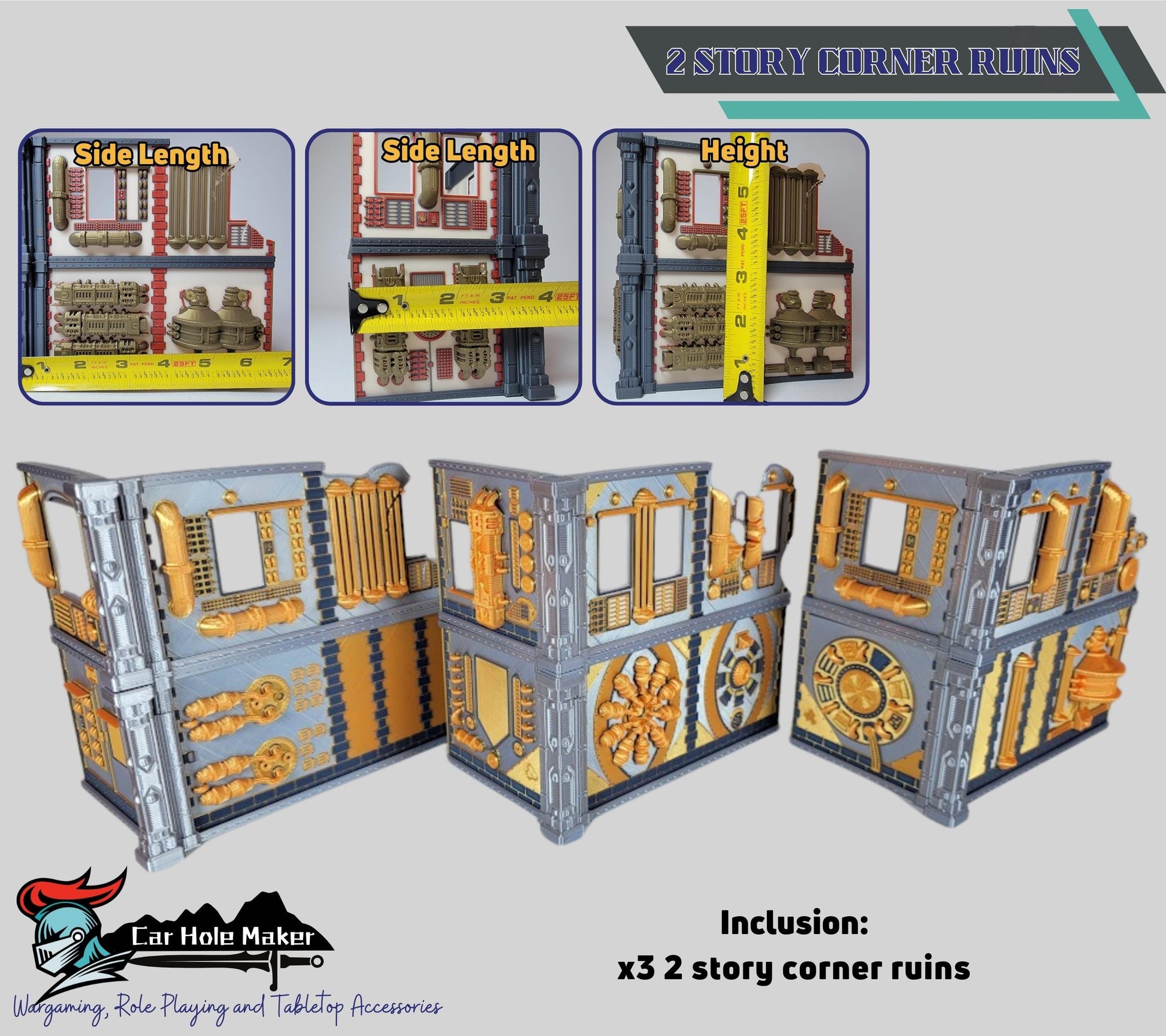 Factory Ruins Wargame Terrain: 28mm Scale, Full Color Battle Layout