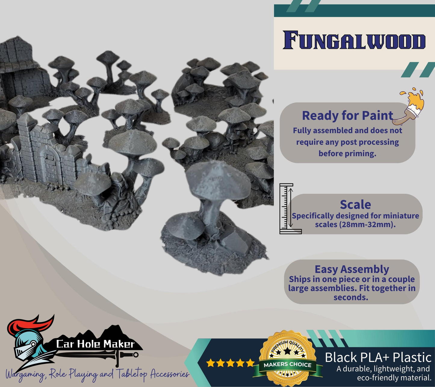 Fungalwood Forest Terrain: Mushroom Scenery for Tabletop RPGs & Wargames