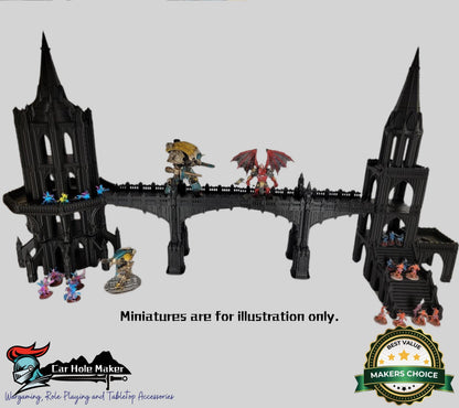 Gothic Bridge Terrain: 40k Tabletop Scenery (28-32mm Miniatures)