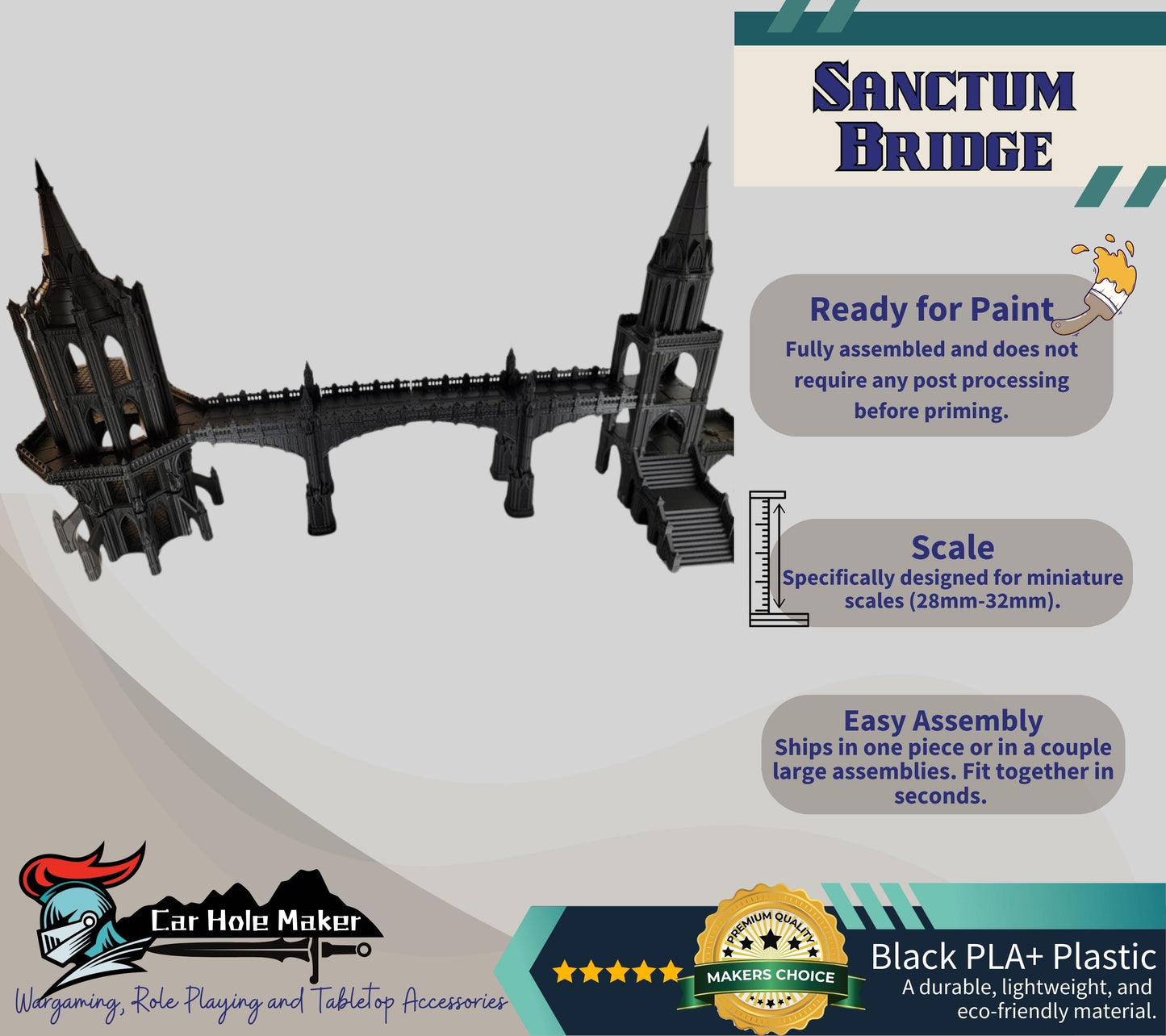 Gothic Bridge Terrain: 40k Tabletop Scenery (28-32mm Miniatures)