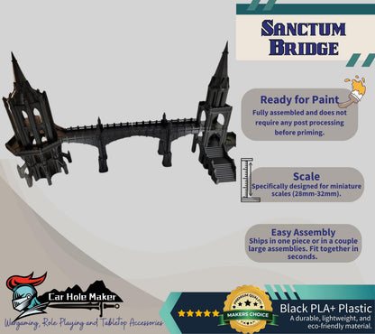Gothic Bridge Terrain: 40k Tabletop Scenery (28-32mm Miniatures)