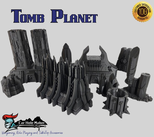 3D Printed Sci-Fi Necropolis Terrain Set – Ancient Pyramid Monoliths for 28mm–32mm Tabletop Wargames