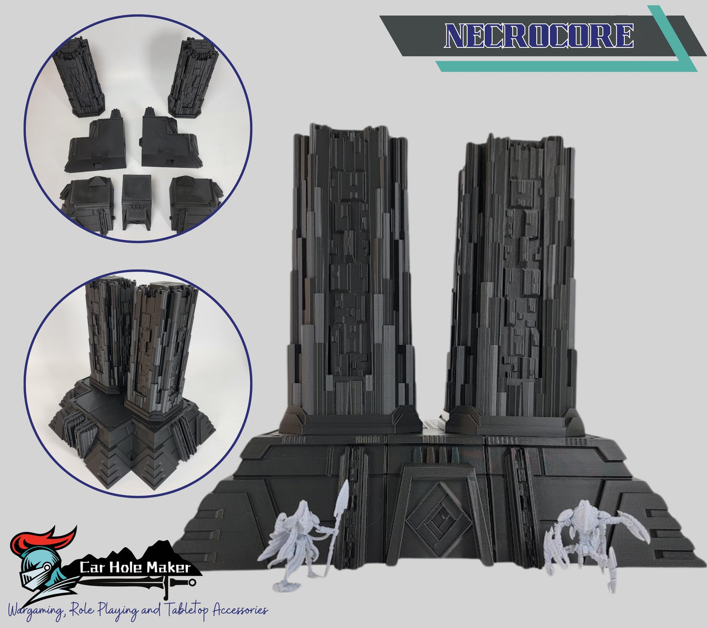 3D Printed Sci-Fi Necropolis Terrain Set – Ancient Pyramid Monoliths for 28mm–32mm Tabletop Wargames