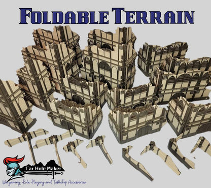 Foldable Wargaming Terrain Set - 3D Printed Modular Ruins for 28mm Tabletop, GW Terrain for Matched Play Preassembled Kit