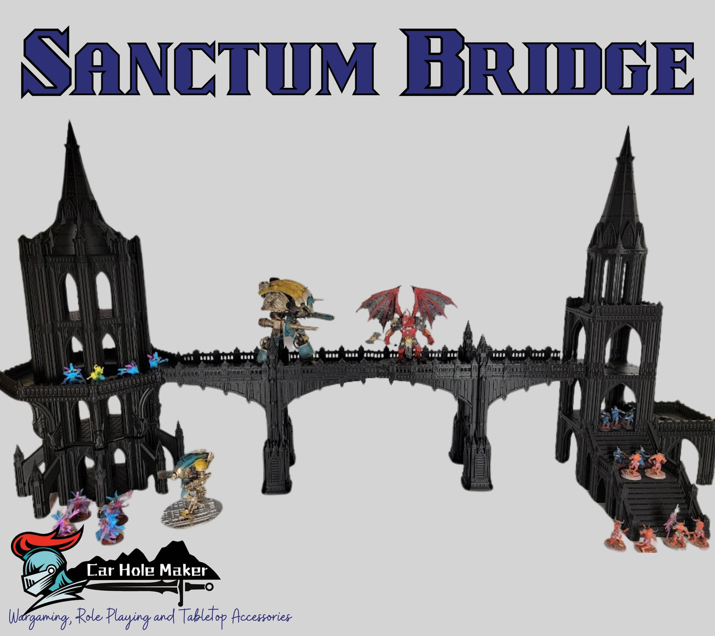 Gothic Bridge Terrain: 40k Tabletop Scenery (28-32mm Miniatures)
