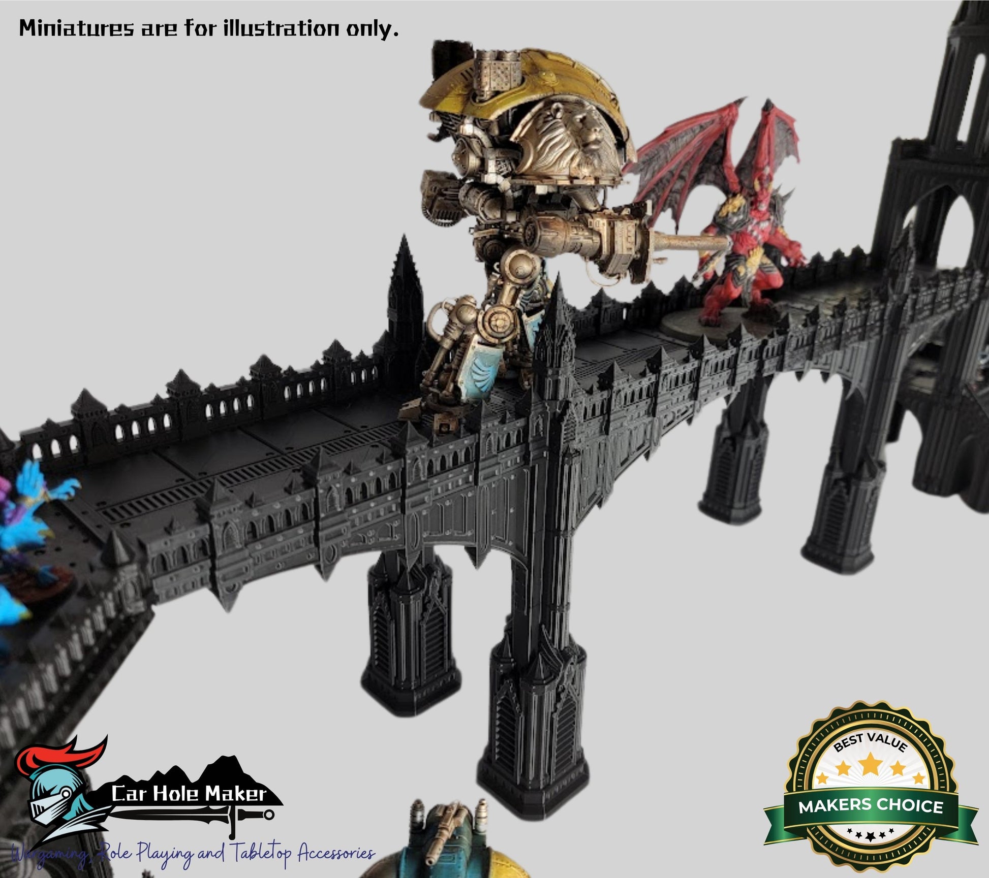 Gothic Bridge Terrain: 40k Tabletop Scenery (28-32mm Miniatures)