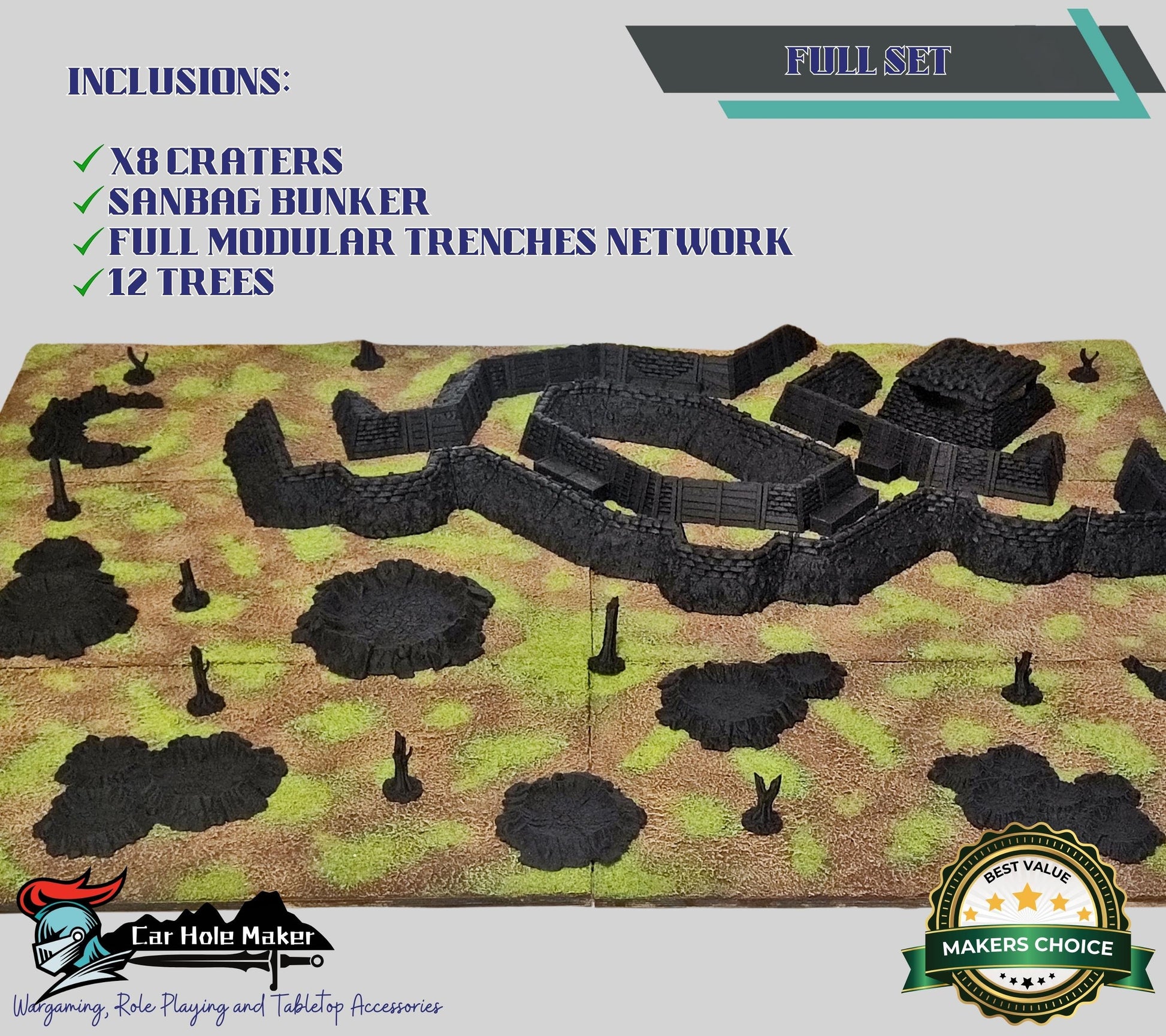 28mm Modular Trench Terrain Set: Wargaming Diorama Scenery