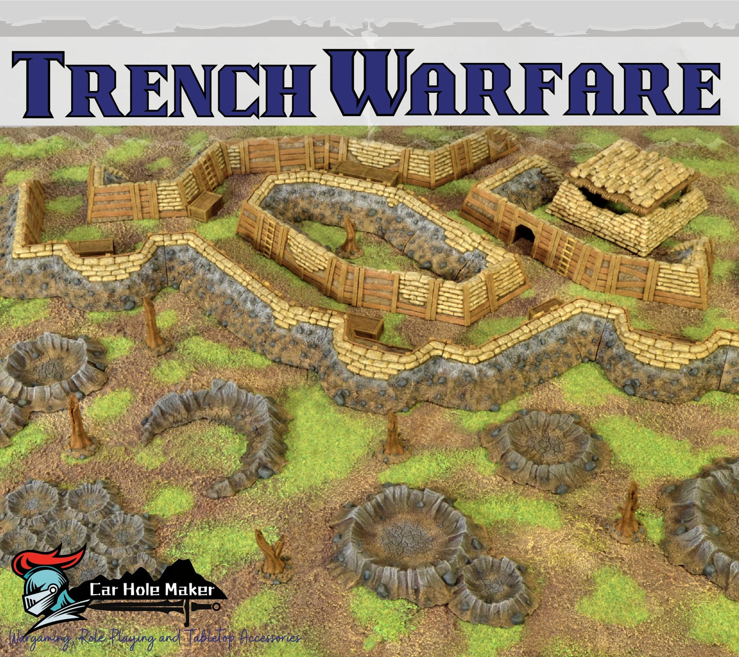 28mm Modular Trench Terrain Set: Wargaming Diorama Scenery