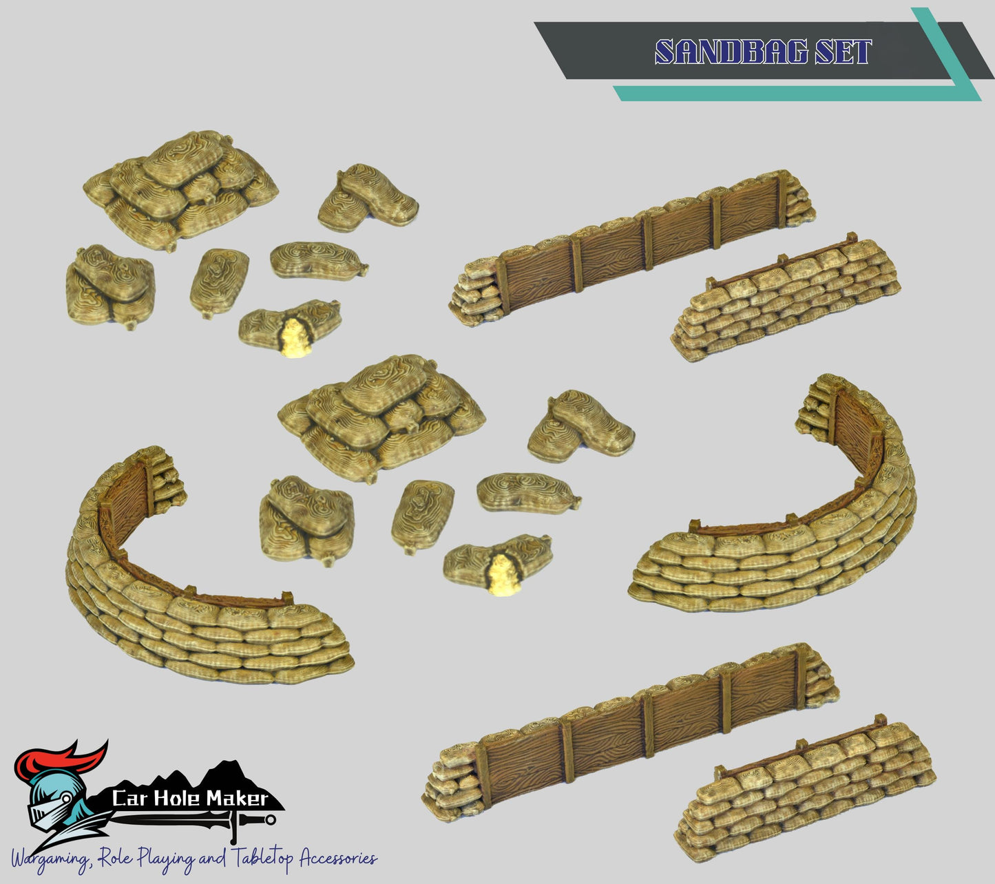 WW1 Trench Terrain Scatter Set | 3D Printed Wargaming Accessories for Bolt Action, RPG, Dioramas | Ammo Crates, Sandbags, Cross, Cannon