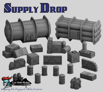 3D Printed Sci-Fi Terrain: Crates, Barrels, Containers - Wargame Scatter