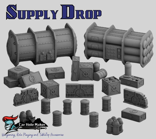 3D Printed Sci-Fi Terrain: Crates, Barrels, Containers - Wargame Scatter