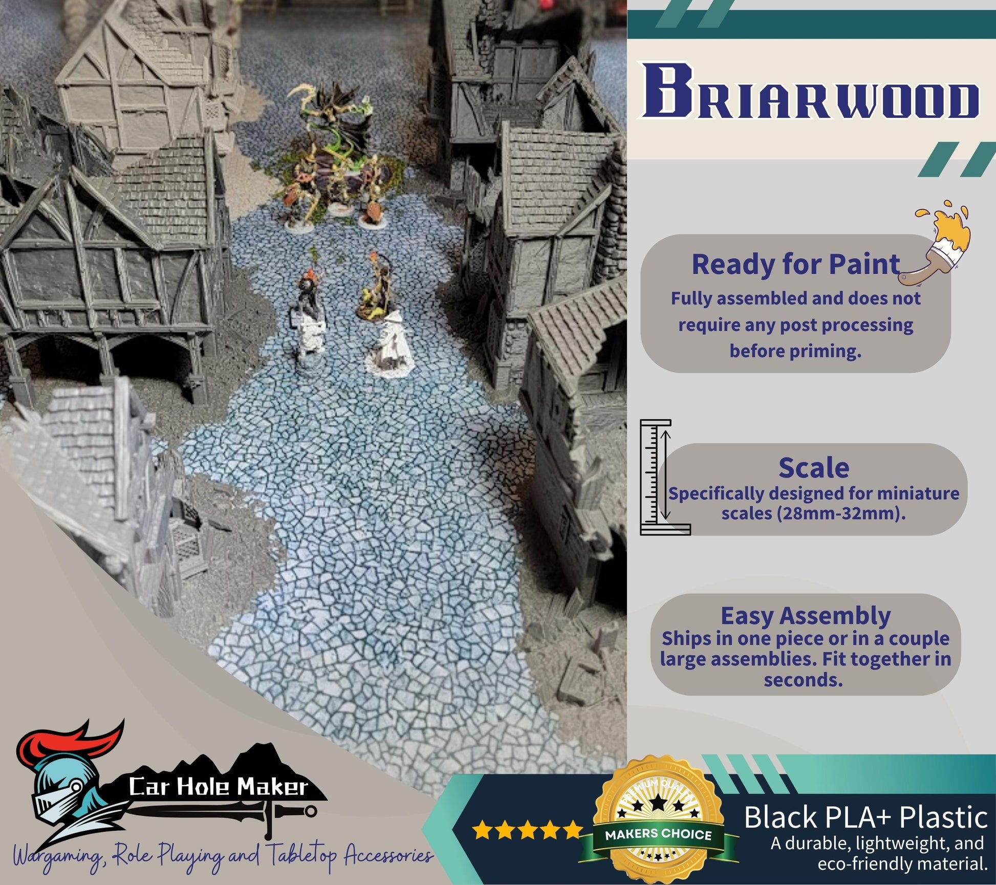 Briarwood Ruined Fantasy Buildings: 3D Printed Tabletop Terrain - 28mm Scale