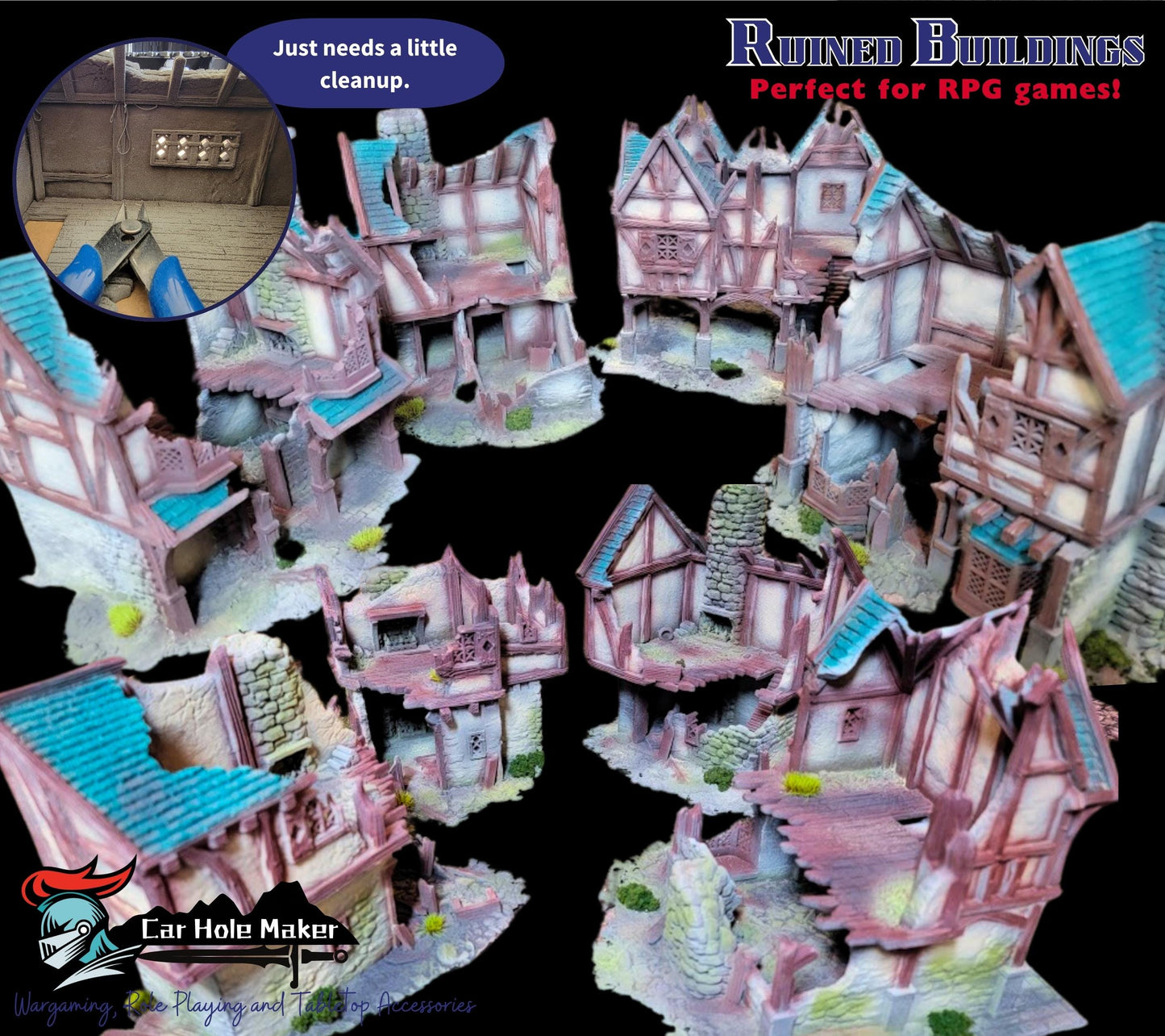 Briarwood Ruined Fantasy Buildings: 3D Printed Tabletop Terrain - 28mm Scale