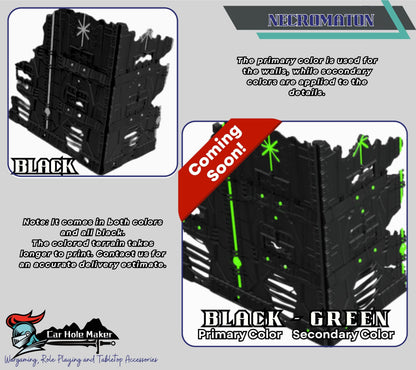 Foldable Wargaming Terrain Set - 3D Printed Modular Ruins for 28mm Tabletop, GW Terrain for Matched Play Preassembled Kit