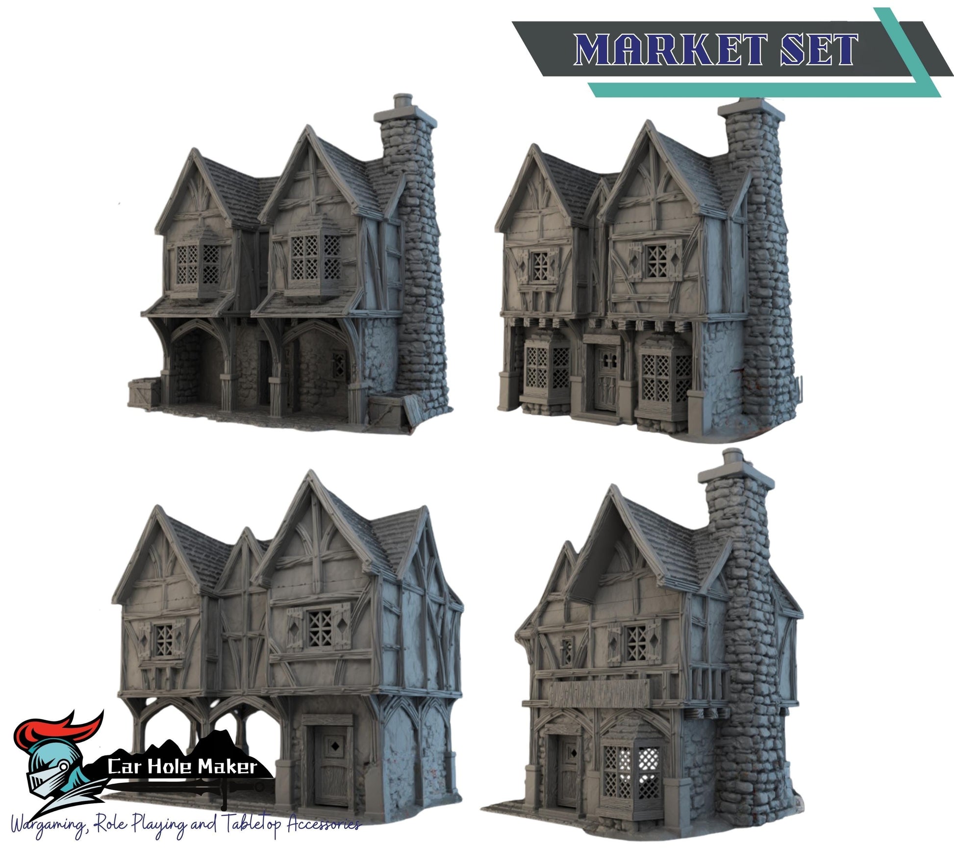 3D Printed Medieval Village Terrain: RPG Scenery - Briarwood Market Hearth