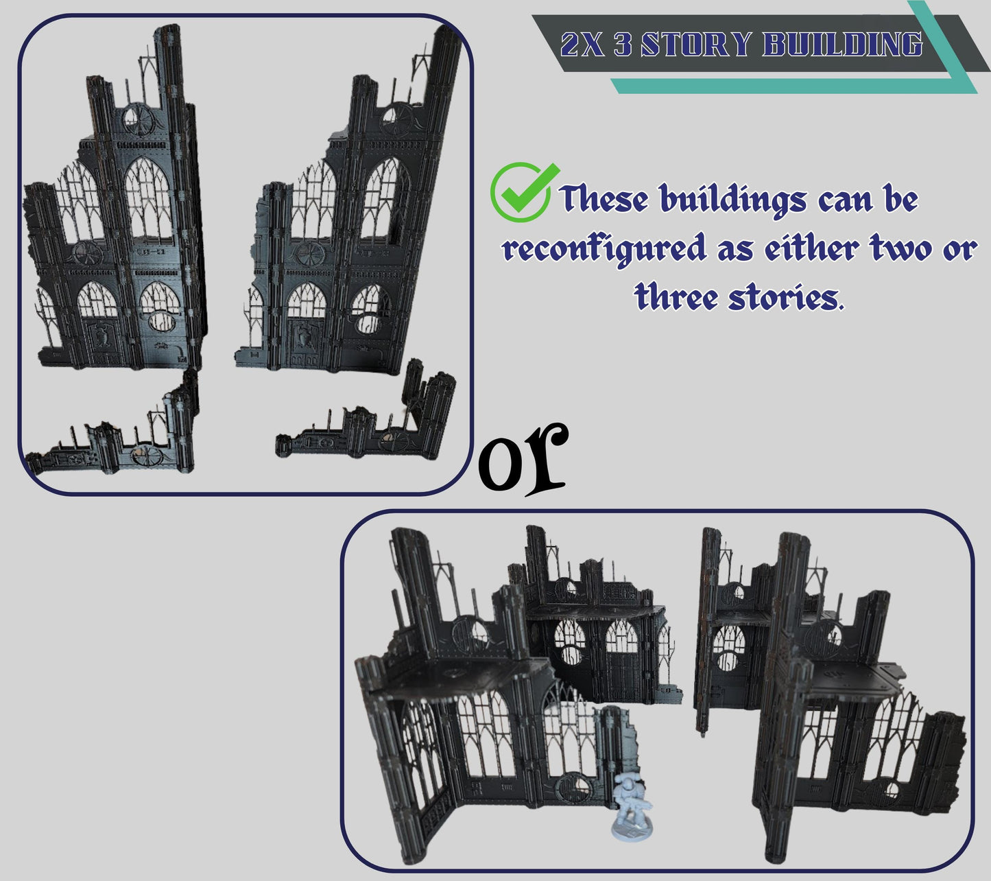 Gothic Wargaming Terrain Ruins: 28mm Sci-Fi Tabletop Scenery Set
