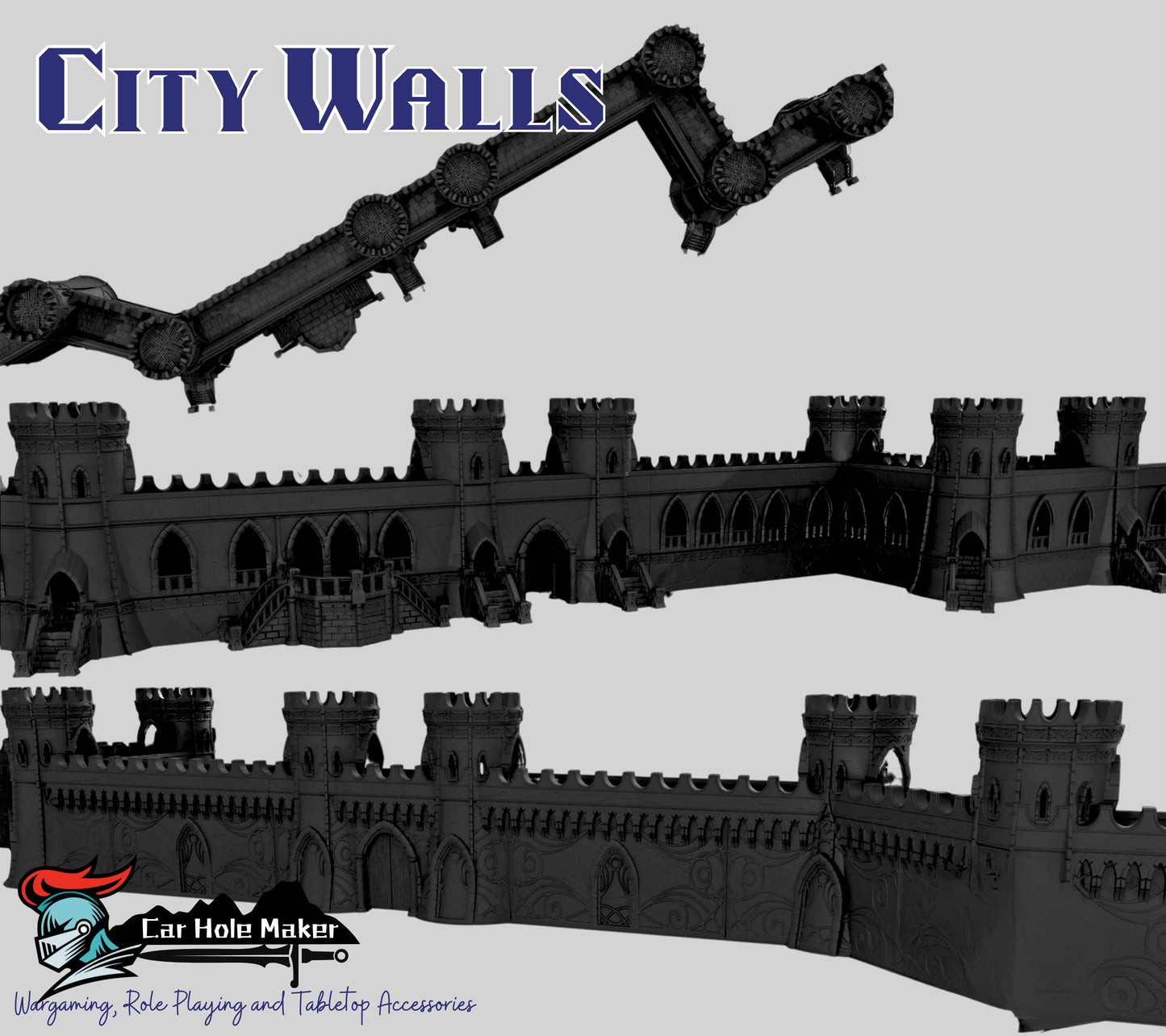 Fantasy Terrain Silver Haven – Modular Castle Walls, Gothic Bridge, House & Pavillion for Tabletop RPG and Wargaming Dioramas