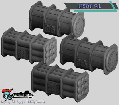 3D Printed Sci-Fi Terrain: Crates, Barrels, Containers - Wargame Scatter