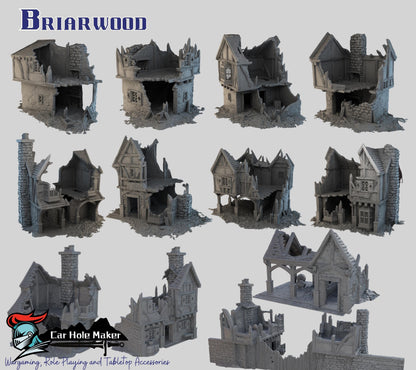 Briarwood Ruined Fantasy Buildings: 3D Printed Tabletop Terrain - 28mm Scale