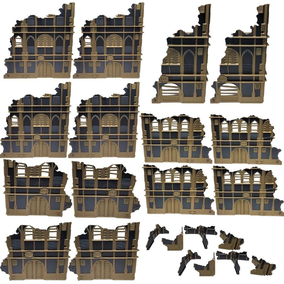 Foldable Gothic Wargaming Terrain: Modular Sci-Fi Ruins - 28mm Tabletop