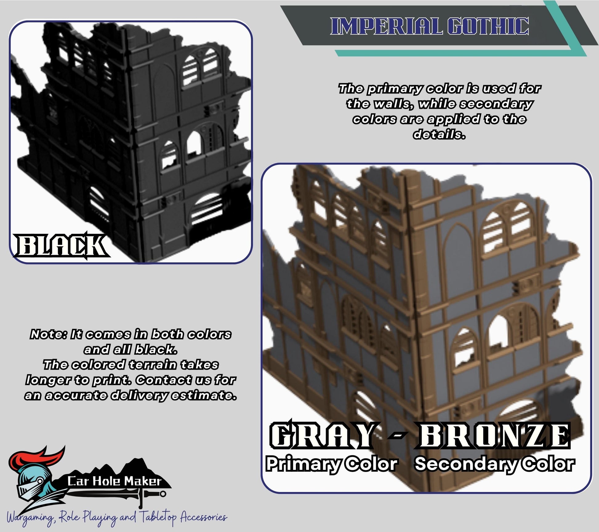 Foldable Wargaming Terrain Set - 3D Printed Modular Ruins for 28mm Tabletop, GW Terrain for Matched Play Preassembled Kit