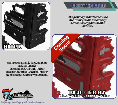 Foldable Wargaming Terrain Set - 3D Printed Modular Ruins for 28mm Tabletop, GW Terrain for Matched Play Preassembled Kit
