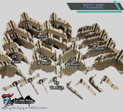 Foldable Gothic Ruins Terrain Set - Competitive Style 40k Terrain designed for GW Matched Play & 2025 Chapter Approved Tournament Companion