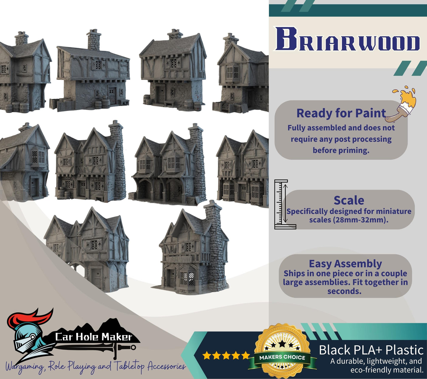 3D Printed Medieval Village Terrain: RPG Scenery - Briarwood Market Hearth