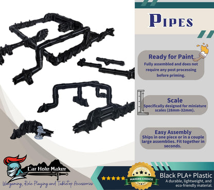 Modular Gothic Sci-Fi Pipes: 28mm 32mm Wargaming Terrain