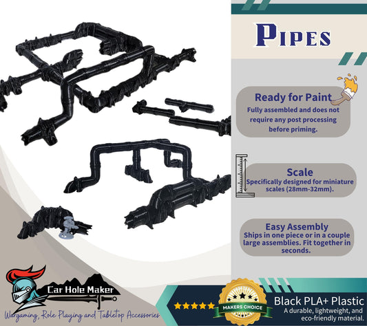 Modular Gothic Sci-Fi Pipes: 28mm 32mm Wargaming Terrain