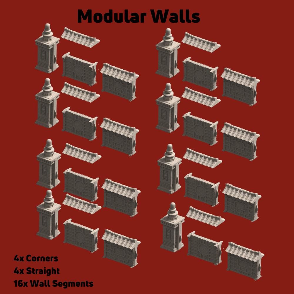 Sci-Fi East Asian Fortress: 6-8mm Wargame Terrain Set