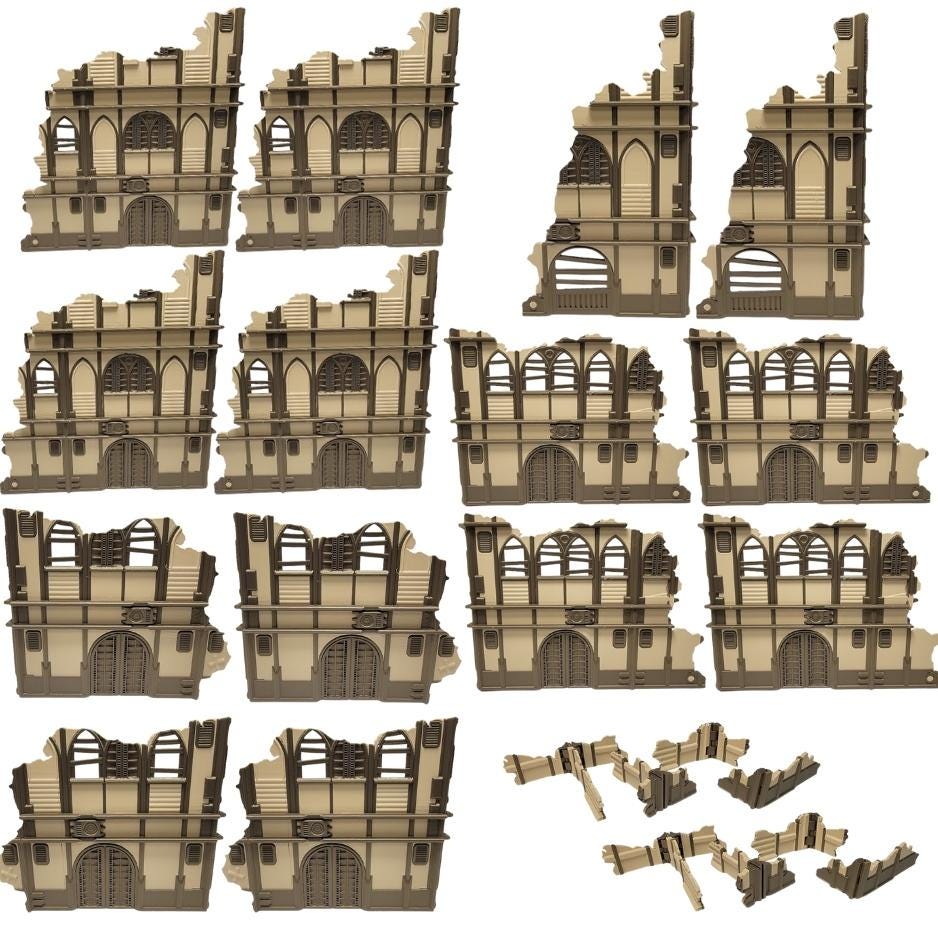 Foldable Gothic Wargaming Terrain: Modular Sci-Fi Ruins - 28mm Tabletop