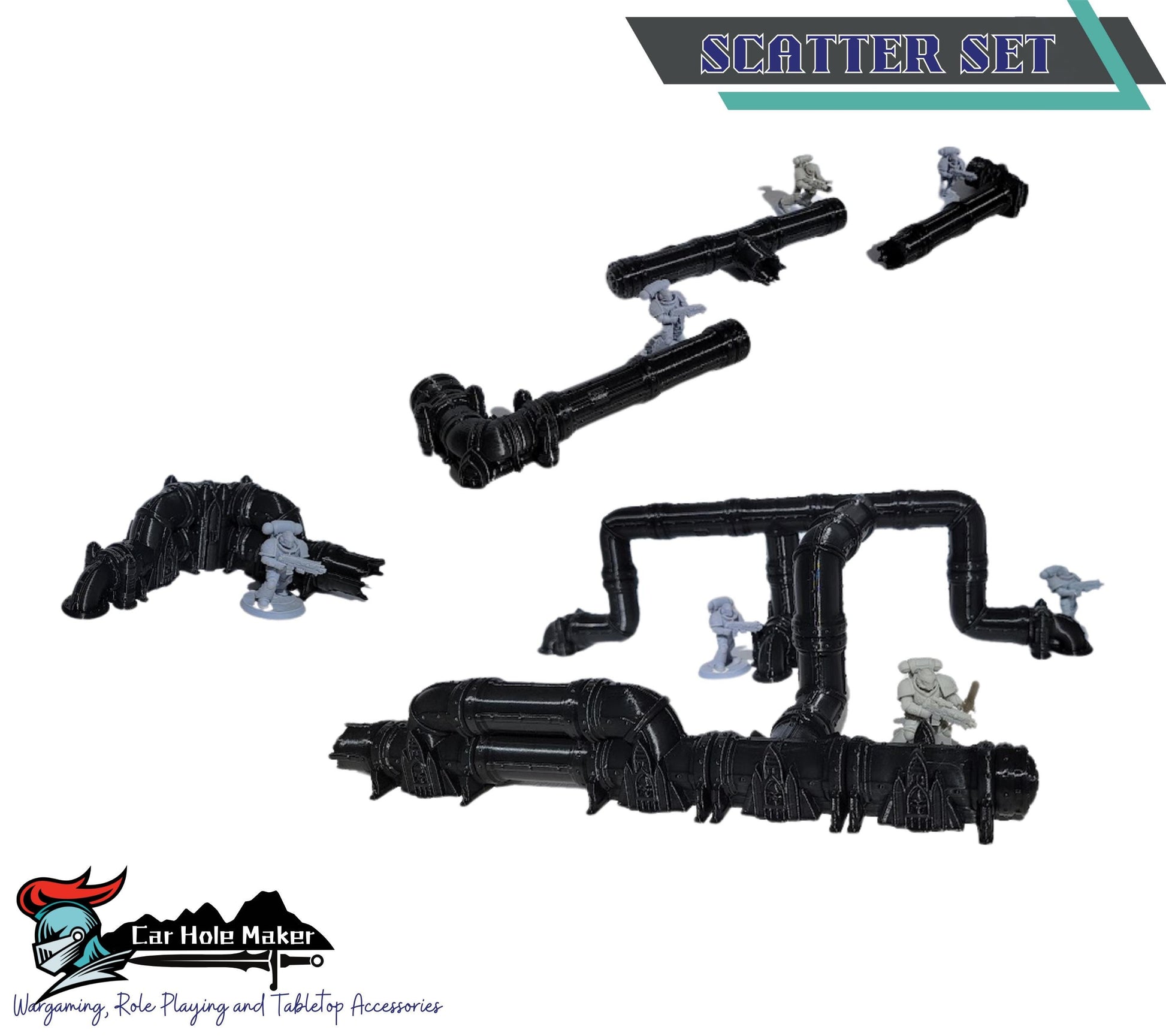 Modular Gothic Sci-Fi Pipes: 28mm 32mm Wargaming Terrain