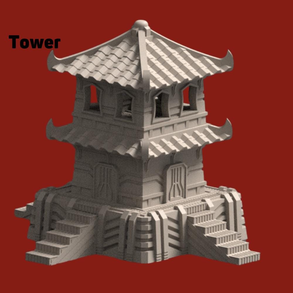 Sci-Fi East Asian Fortress: 6-8mm Wargame Terrain Set